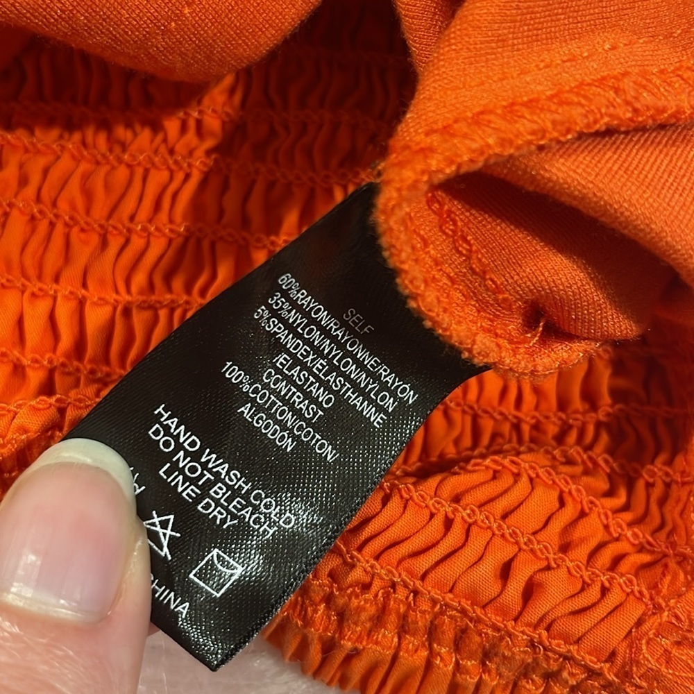 One-Shoulder Ruffle Crop Top - Orange - Picture 9 of 9